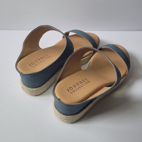 Journee Collection Alissa Denim Sandals Size 10 - Picture 6 of 7